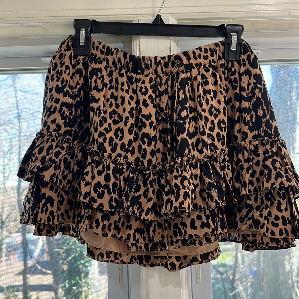 Elizabeth and James Leopard Print Mini Skirt